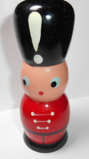 Vintage MCM 1960's Wood Christmas Toy British Royal Guard Soldier Jar  JAPAN EUC