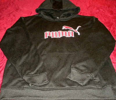 "PUMA" Athletic, досуг L/S пуловер толстовка с капюшоном черный/красный Sz L - Изображение 1 из 4