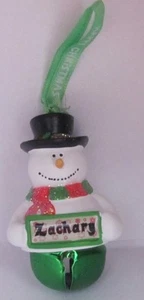 25413 ZACHARY NAME FROSTY SNOWMAN COLOUR BELL CHRISTMAS TREE DECORATION GIFT - Picture 1 of 6