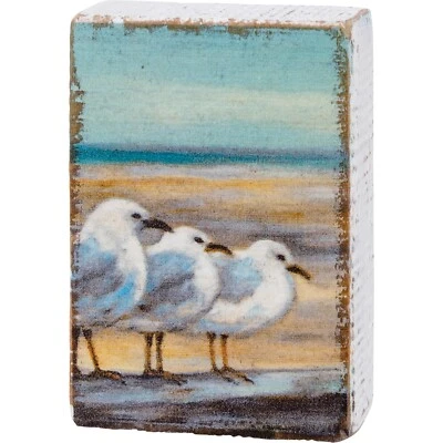 Primitives by Kathy Mini Block Sign Seagull Sea Bird Beach House Coastal Decor - Image 1 of 4