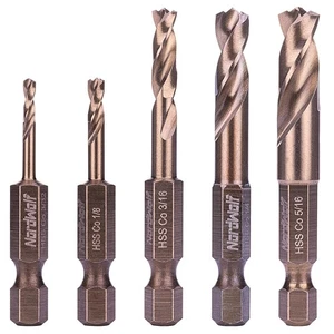 Juego de brocas rechonchas de cobalto NordWolf M35 de 5 piezas para 3/32 a 5/16 (5 piezas) - Imagen 1 de 9