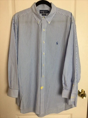 Camisa Oxford Ralph Lauren Yarmouth Azul Rayas 17 32/33 Limpieza en Seco  Foto 1 de 4