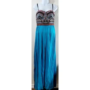 Maxi abito Soieblu blu multicolore ricamato senza spalline piccolo leggero - Foto 1 di 6