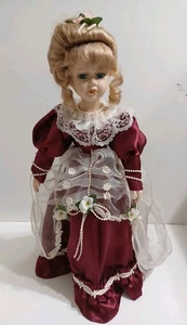 18-inch Vintage Porcelain Head, Hands And Feet Doll with Cloth Body - Picture 1 of 6