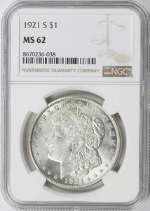 Dólar Morgan 1921-S $1 NGC MS62 - Imagen 1 de 4