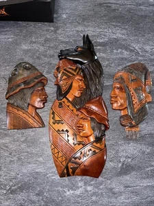 Set handgeschnitzt Holz Andeon Volkskunst Wandbehang Bolivien Lama, indigen - Bild 1 von 20