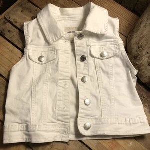 White Sleeveless Jean Jacket Little Girl 7/8 - Picture 1 of 5