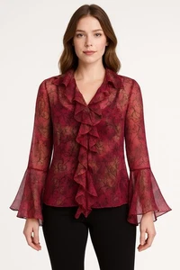 VTG Womens Blouse Size 14 Witchycore FairyGrunge Whimsygoth Ruffle Flared Sleeve - Bild 1 von 19