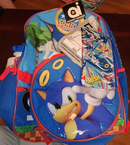 Sonic the Hedgehog 4PC Backpack Set – School Bag, Lunch Bag & Pencil Case Water - Picture 1 of 6