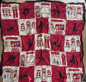 Sciarpa quadrata Talbots vintage 100% seta Natale shopping chic 27” NUOVA - Foto 1 di 4
