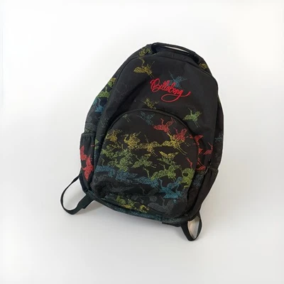 Mochila escolar Billabong negra con estampado de pájaros colorido de neón Foto 1 de 4