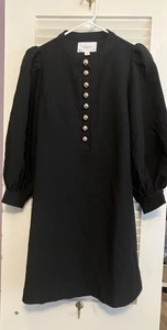 POMANDER PLACE Tuckernuck Black Gold Button Shift Dress WORN ONCE EXC!! SZ XS - Picture 1 of 15