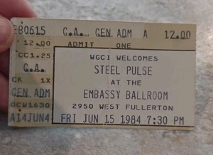 Steel Pulse at the Embassy Ballroom 15. Juni 1984 Ticket Stub - Bild 1 von 3