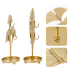 Jewelry Display Stand: Metal Leaf-shaped Earring & Necklace Holder (2pcs)