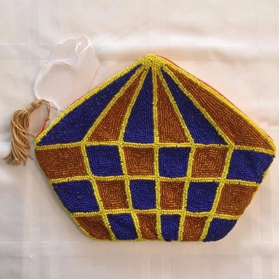 Bolso de mano con cuentas a mano bolso sin asas barco arte abstracto NUEVO Foto 1 de 4