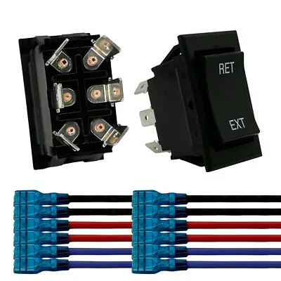 Momentary Reverse Polarity Rocker Switch 20A, 12V DC On-Off DPDT - 6 Pin (2 pk) - Image 1 of 3