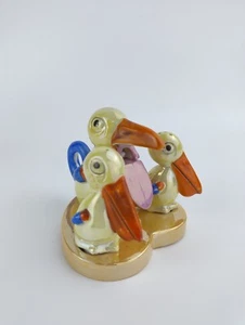 Vintage Pelican Cruet Set Salt and Pepper Shakers Mustard Jar Spoon Lustreware - Picture 1 of 16