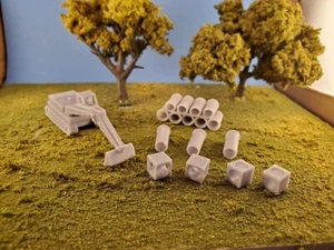 N Scale Sewer Line Construction Set w/ Excavator, Pipes, 3D Printed - Picture 1 of 2