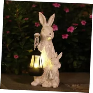 Solar Garden Statues Bunny Decor with LED Lights Christmas Decorations White - Picture 1 of 7
