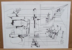 Pluma sobre papel firmada por artista original por Spencer John Derry, ¡excelente estado! - Imagen 1 de 2