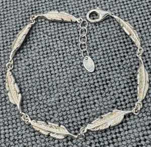 Dyadema 925 Sterling Silver Italy Bracelet Feather Link Bracelet 7" Long 5.6 gr - Picture 1 of 3