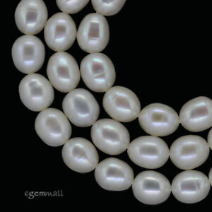 14.5" High Luster White Freshwater Pearl Rice Oval Beads 5mm #66163