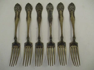 Set 6 Antique 1905 W R Keystone Lenora Leonora Silver Plate 7" Fork Silverware - Picture 1 of 7