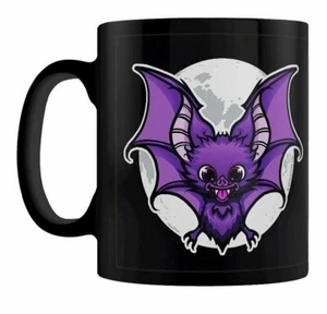 Crazy Bat Lady Black Mugs Set of 2, Cute Gothic, Moon, Luna, Pagan, Gift - Picture 1 of 4