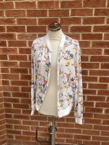 New Look Women's Jacket UK 12 White Floral Polyester with Elastane Bomber Jacket - Picture 1 of 24