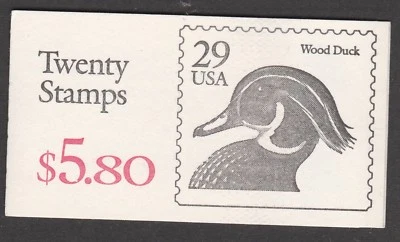 US 2484a BK174 Wood Duck Black 29c booklet 20 #2222 MNH 1991 - Image 1 of 4