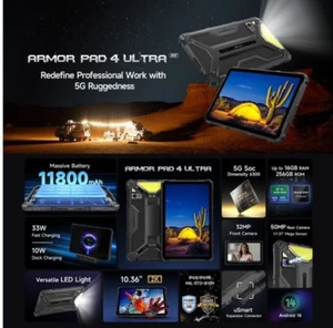 Ulefone Armor Pad 4 Ultra Rugged Tablet PC, 16GB+256GB, 10.36 inch Android 14 - Picture 1 of 14