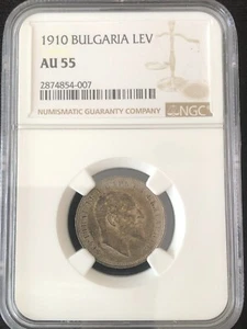 Bulgaria 1 Lev 1910 NGC AU55 Ferdinand I - Picture 1 of 4