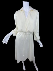 Sunshine Alley Vanilla Cream Accordion Pleat Blouson A Line Dress Sz M/L Stretch - Picture 1 of 6