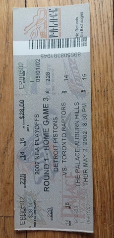 2002 Pistons Toronto Raptors Game 5 Ticket Stub Hakeem Olajuwan Last Game Cover