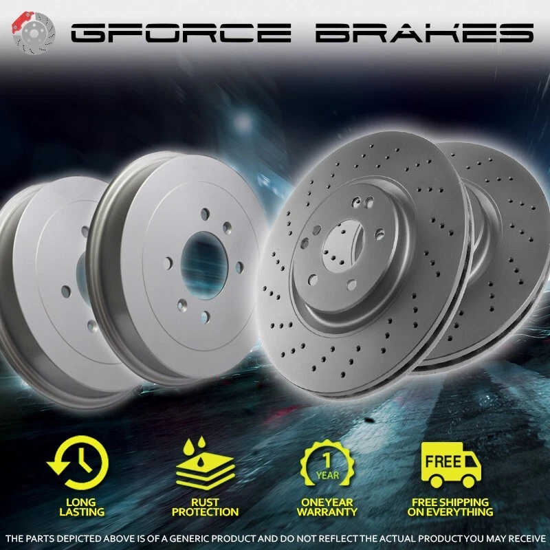 Front Drilled Rotors & Rear Drums for 2017-2022 Mitsubishi Mirage - Image 1 of 1