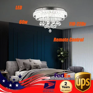 Crystal Ceiling Light Chandelier Ceiling Mounted Lamp Silver 110-220V 60W - Picture 1 of 20