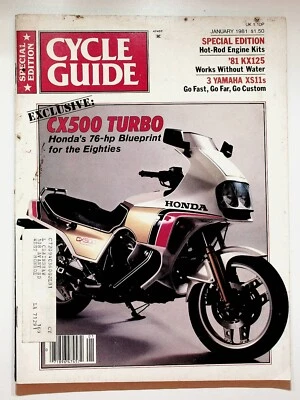1981 January Cycle Guide Motorcycle Magazine Honda CX500 Turbo Yamaha XS1100LH - Image 1 of 4