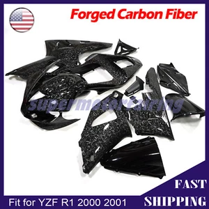 Kit de carenado pintado de fibra de carbono forjado para Yamaha YZF R1 2000 2001 carrocería negra - Imagen 1 de 9