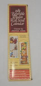 1988 Wooden Reversible Scroll Wall Calendar Spice Grinder Kitchen Art Farmhouse - Picture 1 of 7