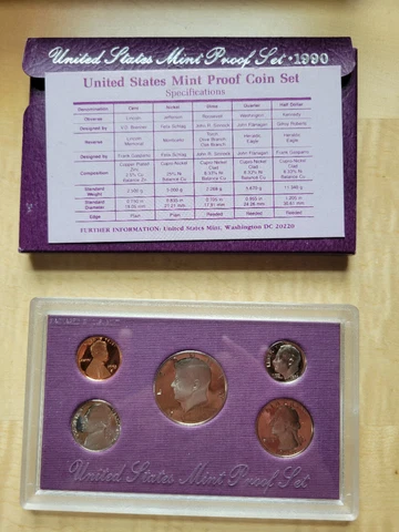 1990 US Mint Proof Set w OGP - Box & COA Cover