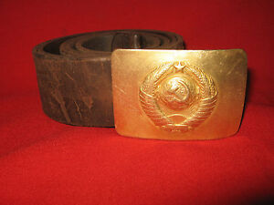 Russian Militsia (Police) Leather Belt With The Brass Buckle. 1950th Stalin Era.