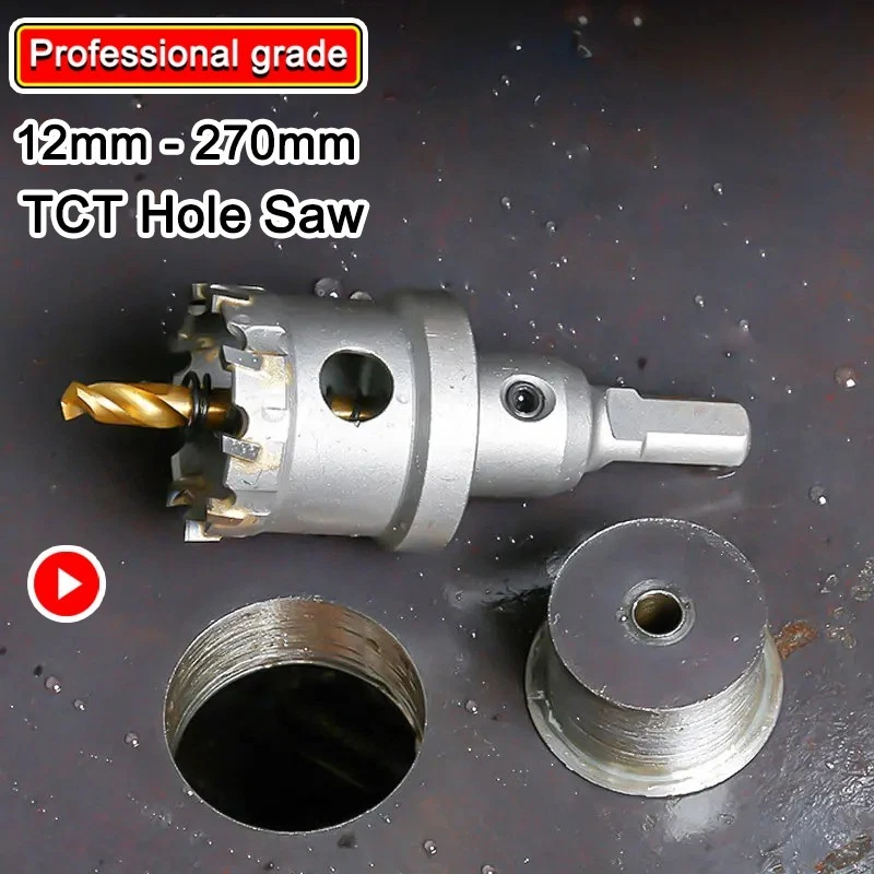 12mm-270mm TCT Hole Saw Carbide Drill Bit Stainless Metal  Steel Alloy Hole saw - image 1 of 4
