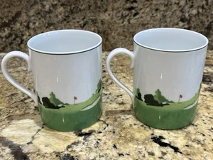 Vintage Limoges France Golf La Reine Philippe Deschamps Porcelain Mugs Rare - Picture 1 of 11