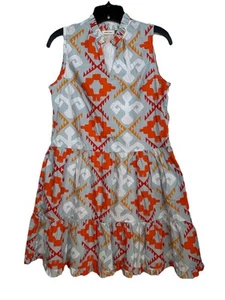 Maude Vivante Sleeveless Light Blue Orange Tiered Dress Women's Size Small - Picture 1 of 9