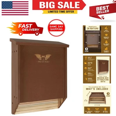 Elegante casa de murciélagos de cedro - resistente a la intemperie, 2 cámaras para hasta 75 murciélagos Foto 1 de 4