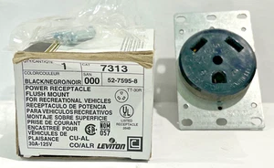 Leviton Single Straight Blade Steckdose für Wohnmobil schwarz 125V/30A NEMA TT-30R - Bild 1 von 3