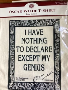 Camiseta De Colección Oscar Wilde XL Past Times No tengo nada que declarar excepto mi - Imagen 1 de 9