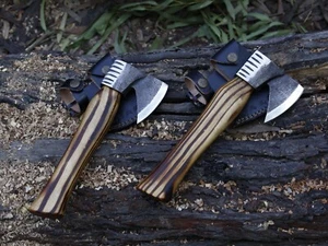 Carbon Steel Blade LOT Of 2PCS Handmade Mini Viking Axe With L/Sheath -BL- 4218 - Picture 1 of 23