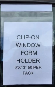 Clip-On Clear Window Form Holders • 50 Per Package • (R75R) - Picture 1 of 3