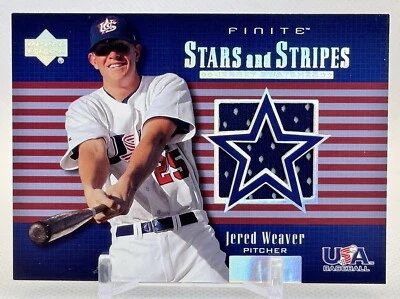 Jersey Swatch Jered Weaver 2003 Upper Deck Finite Stars and Stripes #USA-J6 Foto 1 de 2